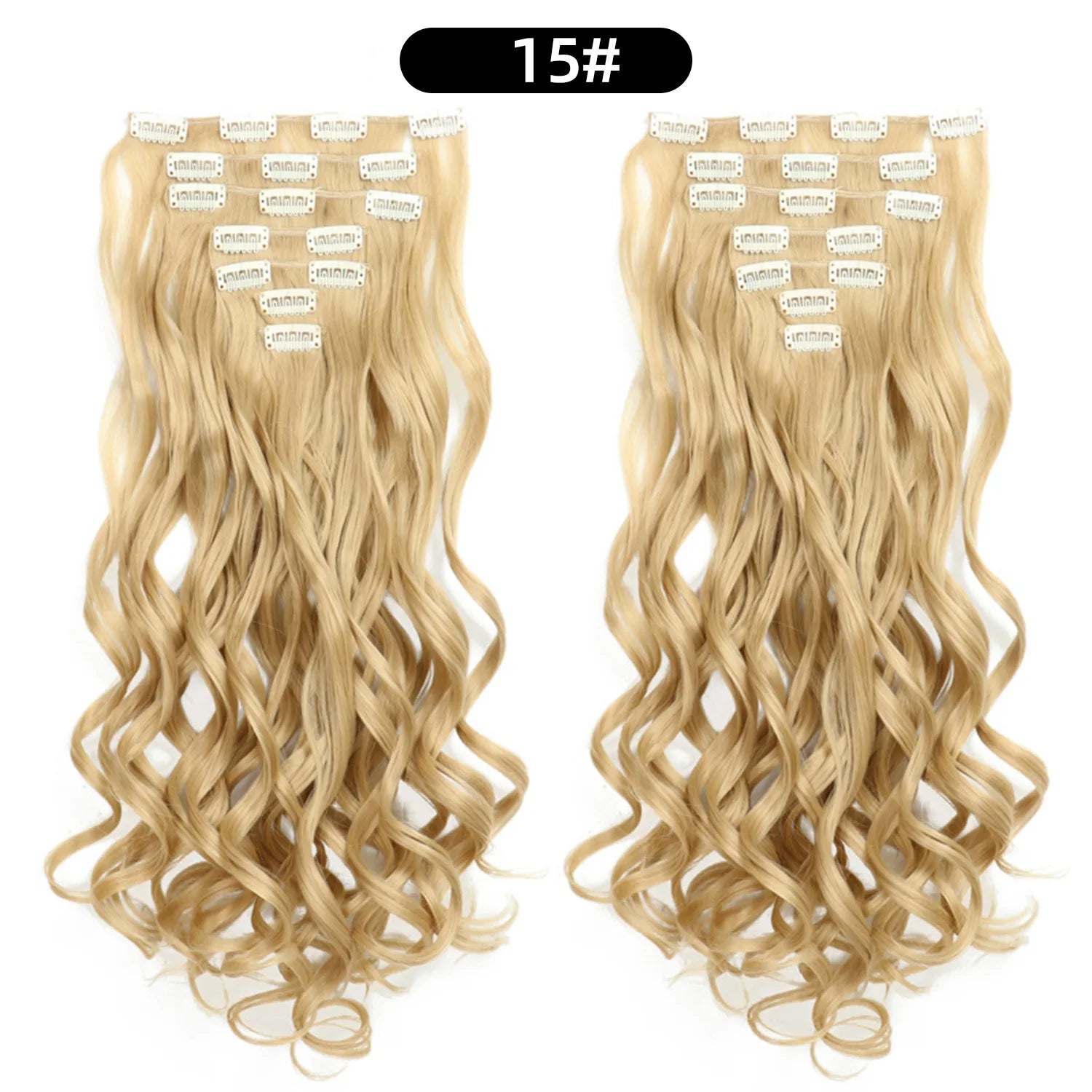 Clip In Hair Extensions 7 PCS Full Head 22 Inch Long Curly Wavy  For Women Girls Hair Synthetic Wig Hairpieces