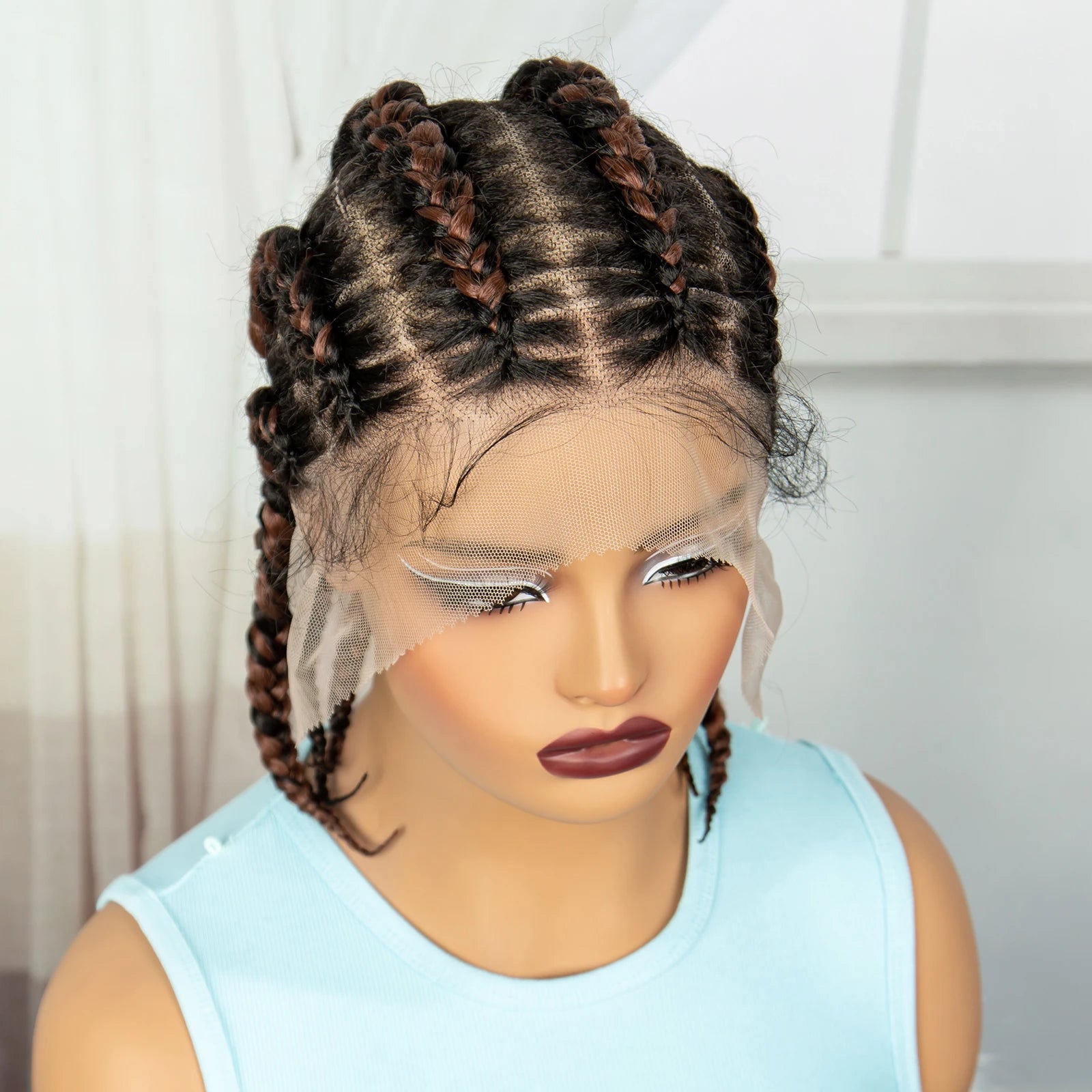 Short Cornrow Braided Wigs Synthetic Full Lace Braids Wig Lace Frontal Braiding Hair Wigs With Baby Hair for Black Women