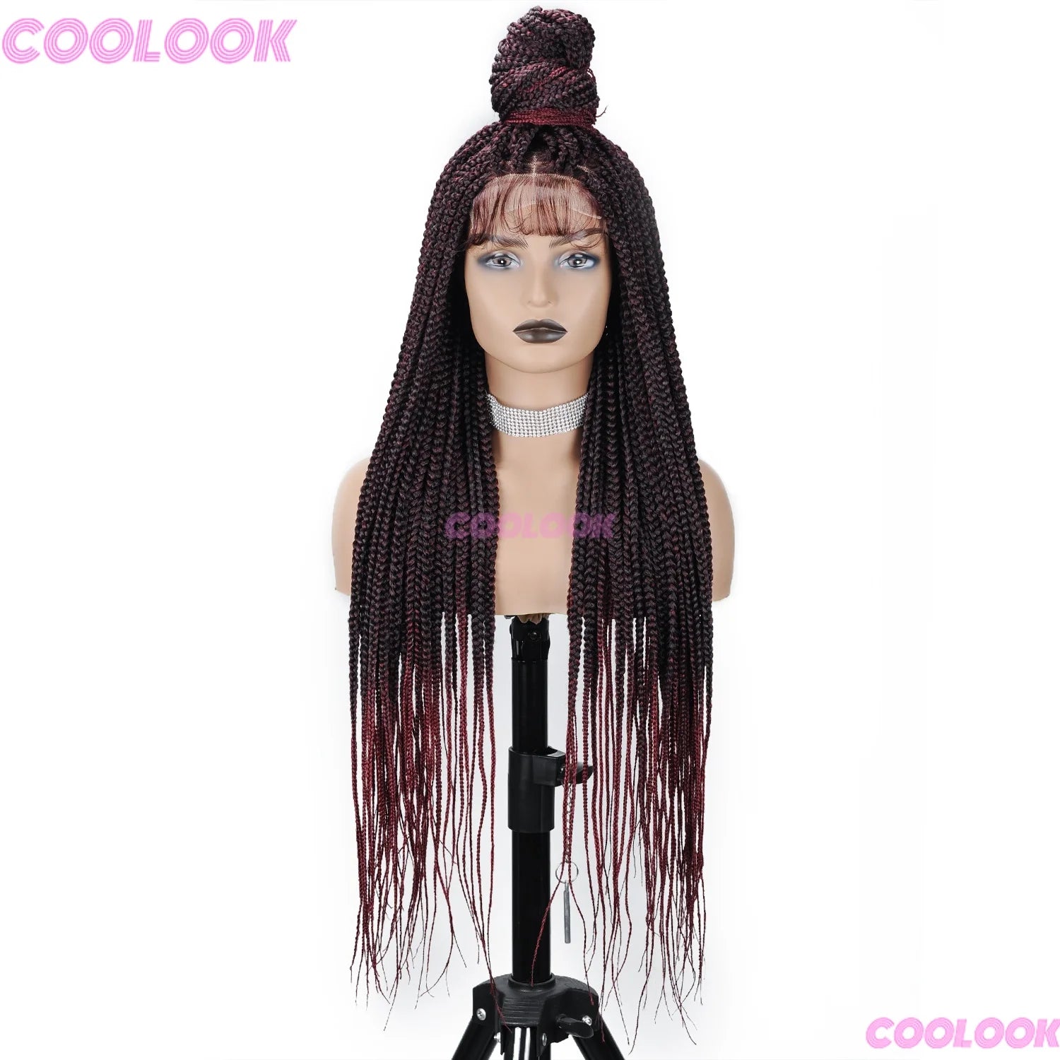 36" Synthetic Box Braided Wigs For Black Women Cornrow Braids Lace Wigs Braids African Wigs