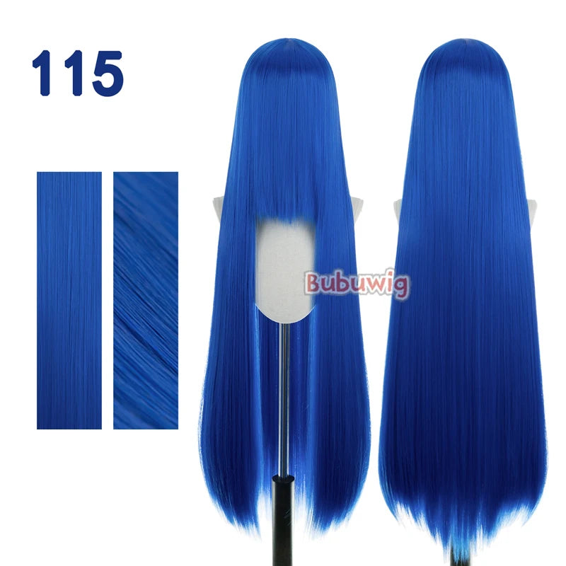 Bubuwig Synthetic Hair 100cm Long Straight Pure Color Cosplay Wigs Over 100 Colors Pink Orange Blonde Green Wig Heat Resistant
