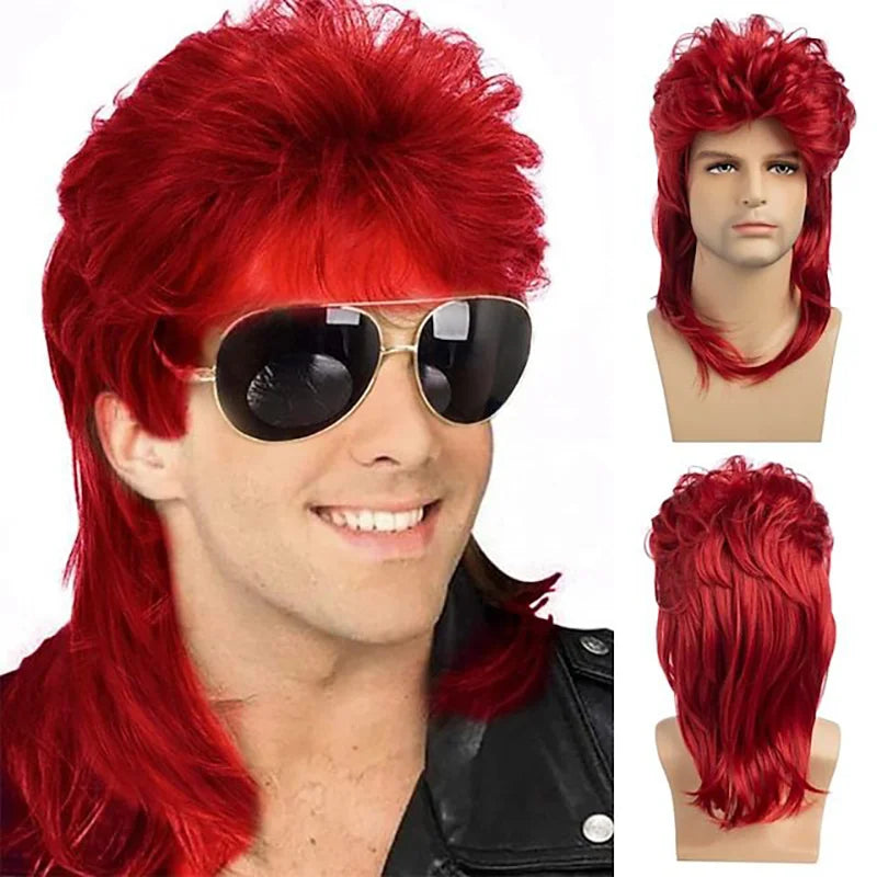 8 Styles Mullet Wigs for Men 70s 80s Costumes Fancy Party Accessory Cosplay Halloween Performance Synthetic Wig