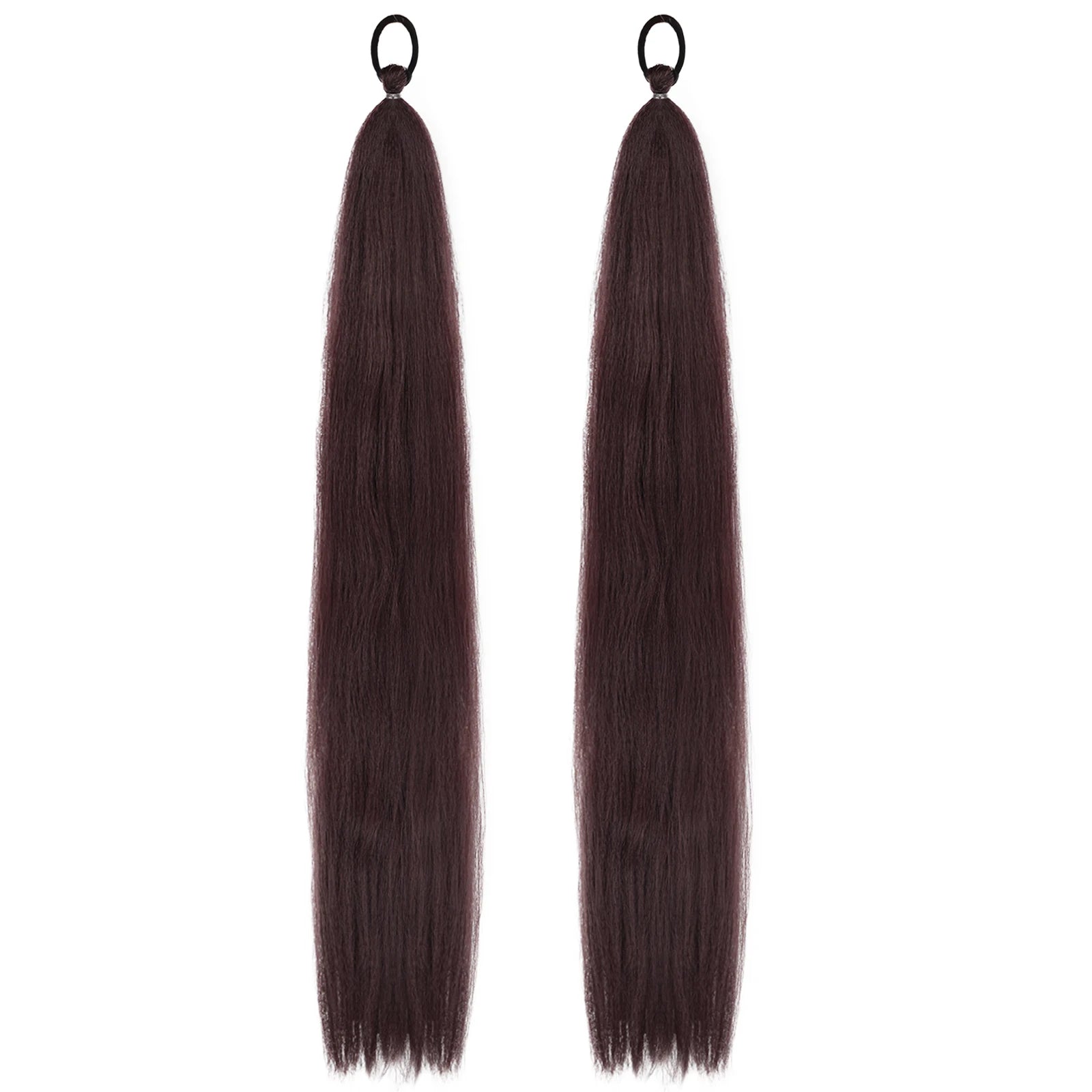 2PC Synthetic Purple Ponytail Extension with Rubber Band Long Straight DIY Braided Pony Tail Hairpiece Women Hair Accessories