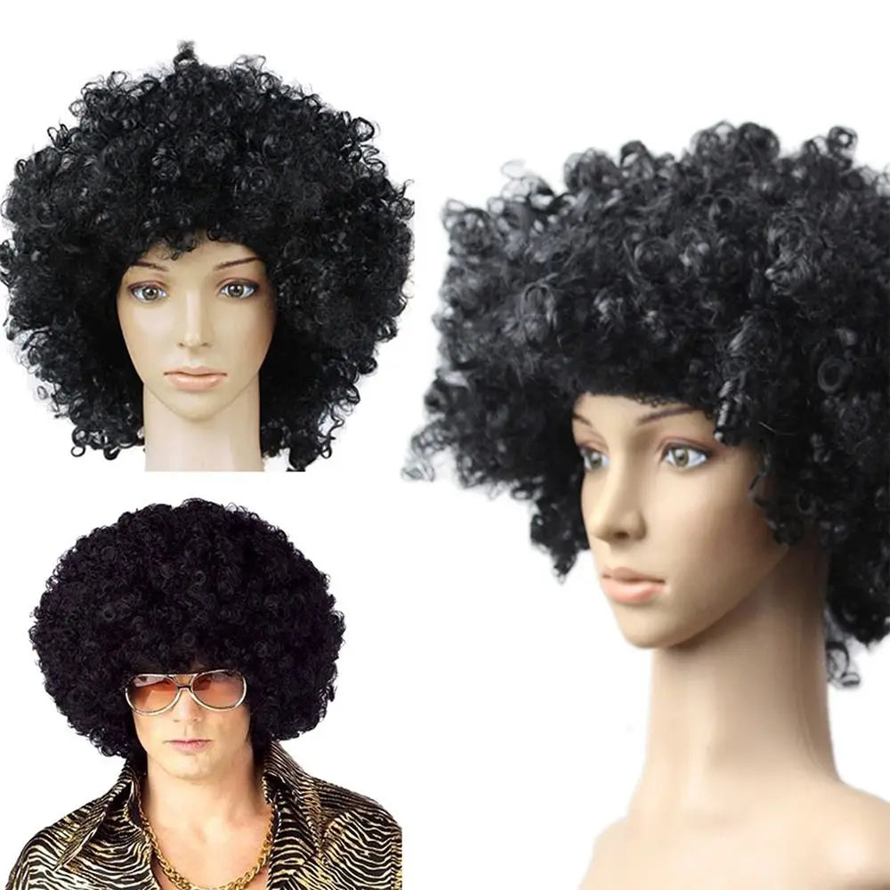 Unisex Adult Various Coloured Rainbow Circus Curly Black Afro Curly Wig Adult Fancy Dress Disco