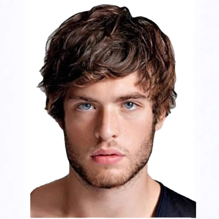 European and American synthetic wigs for middle-aged and elderly men fiber wigs, short hair wigs, heat-resistant, for daily wear