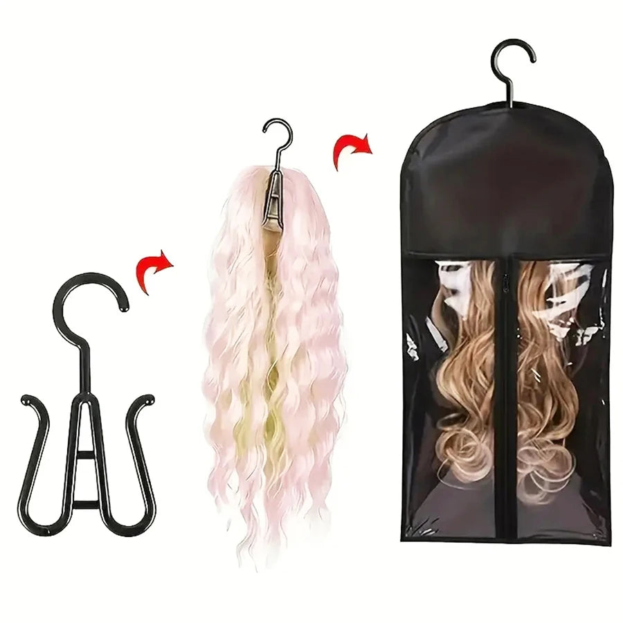 Wig storage Bags Hair Extensions Storage Bag With Hanger For lace Wigs Hair Extension Holder wig hanger With bag wig accessories