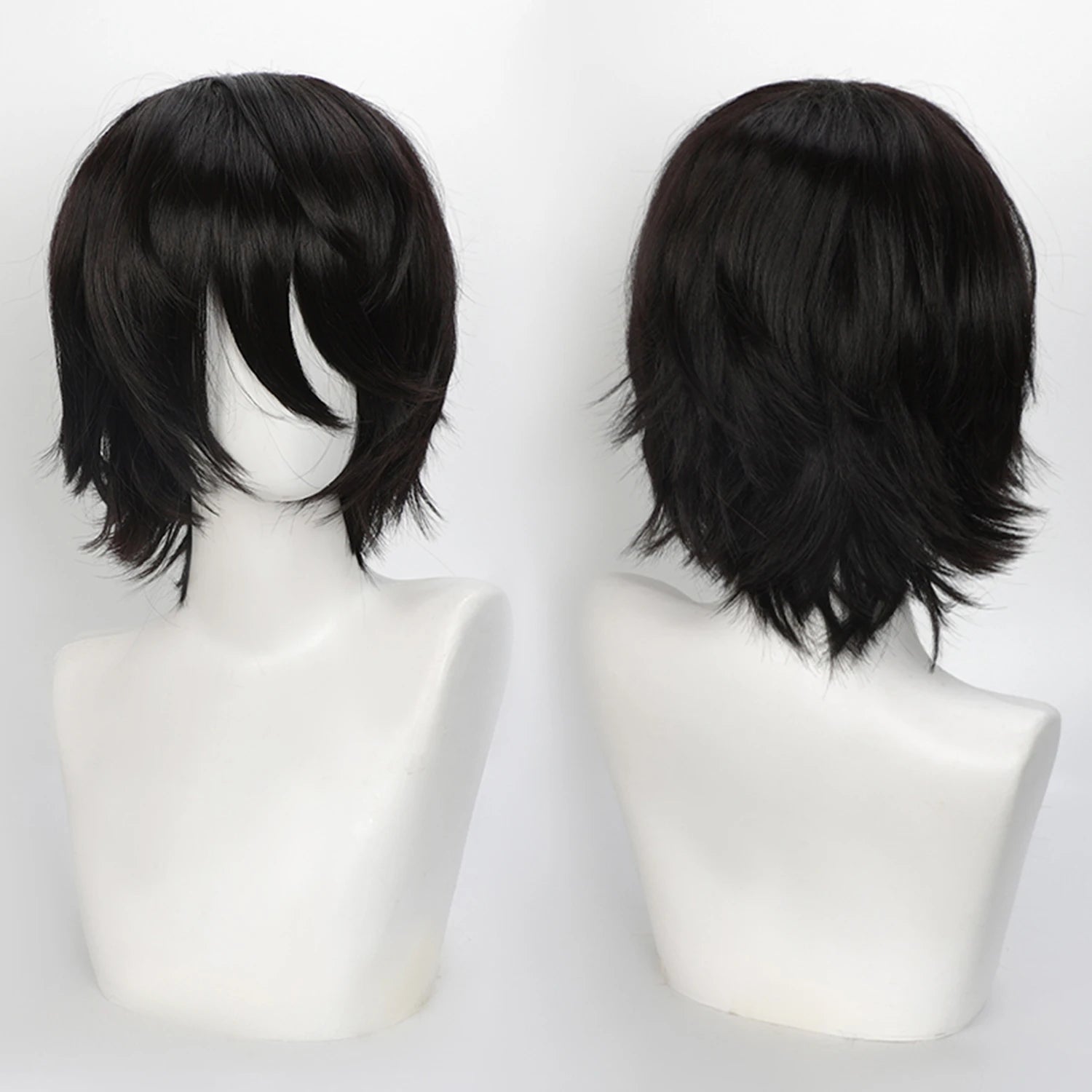 Short Wavy Bob Synthetic Wig with Air Bangs Heat Resistance Shoulder Length Curled 14inch Wigs for Daily Use Cosplay for Women