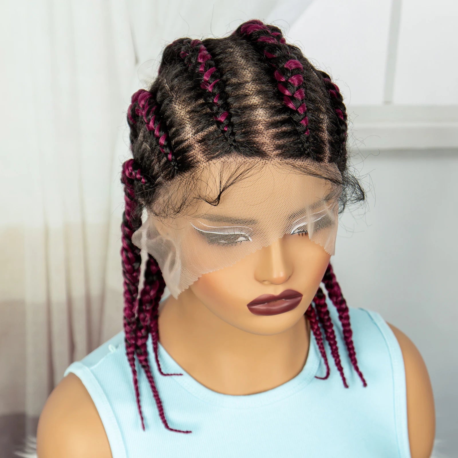 Short Cornrow Braided Wigs Synthetic Full Lace Braids Wig Lace Frontal Braiding Hair Wigs With Baby Hair for Black Women
