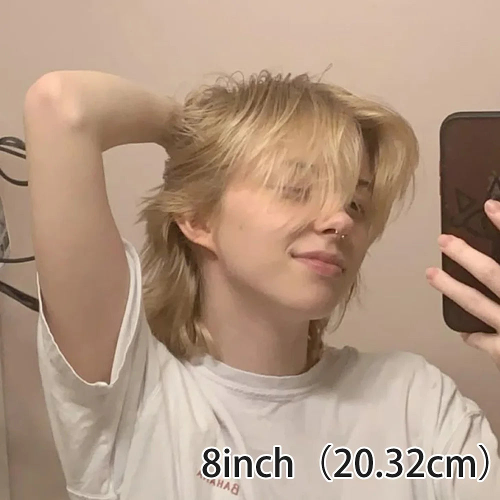 Men's Real Hair Wig 613 Blonde Short Pixie Cut Wig 100% Human Hair With Bangs Short Human Hair Full Machine Wig