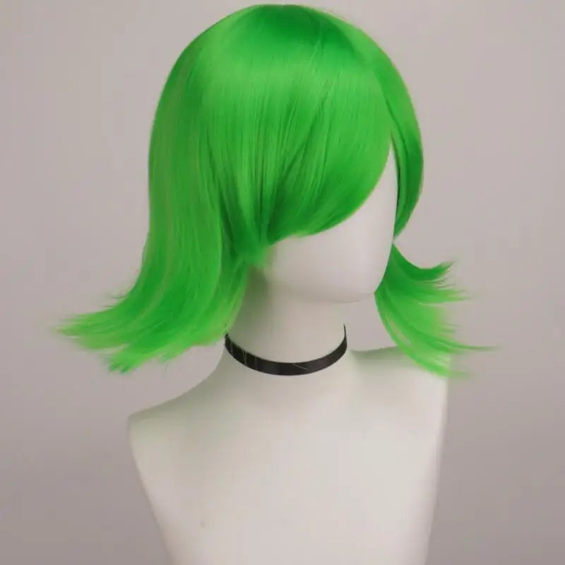 Anime Short Bob With Bangs Cosplay Wig Boy Girl Blue Green Heat Resistant Synthetic Fiber Wig For Halloween Role Play Daily Prop
