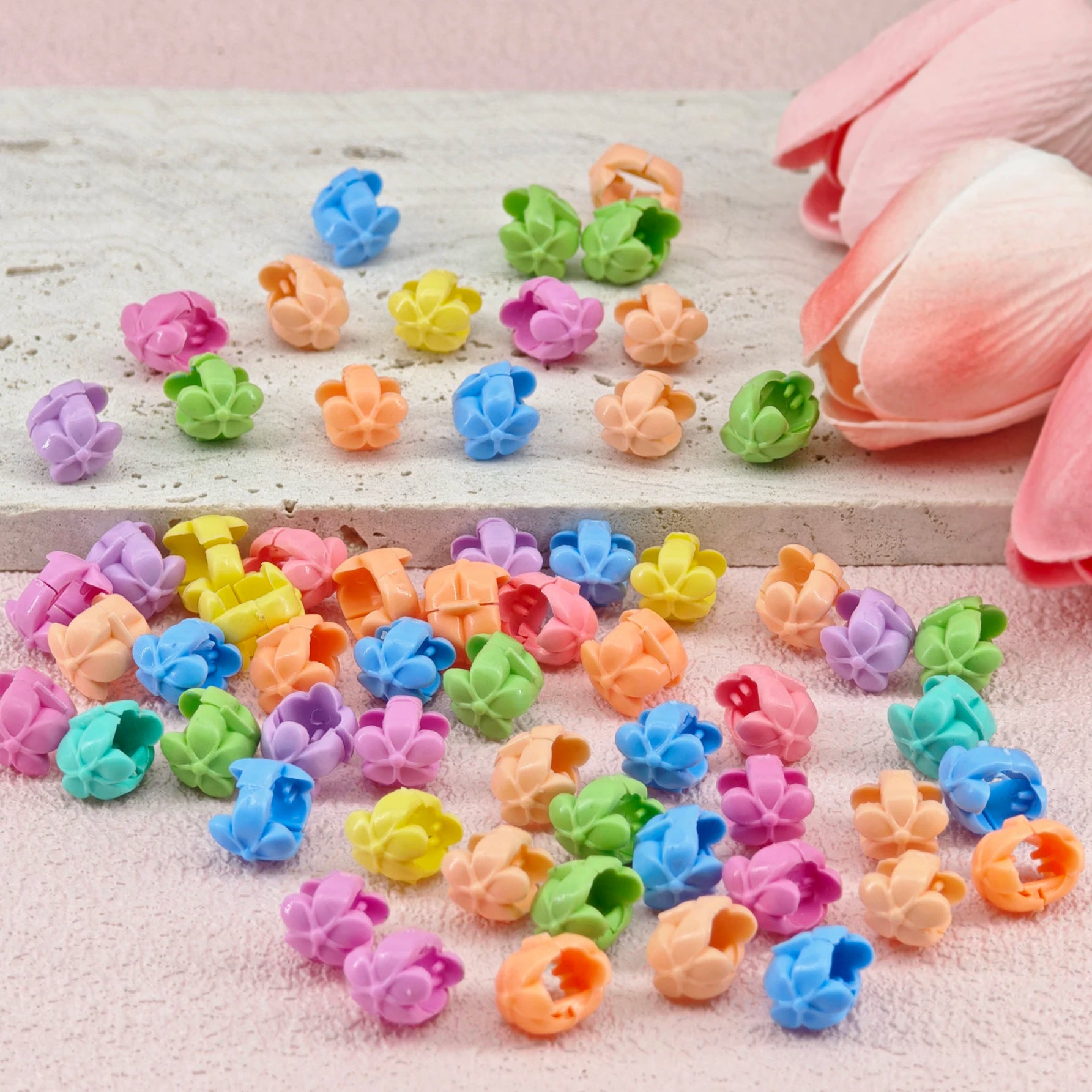 60pcs Hair Braids Beads Headwear Cute Candy Colors Plastic summer  Hair Claw Clips  Hair Accessories Loc Hair Jewelry for Braids
