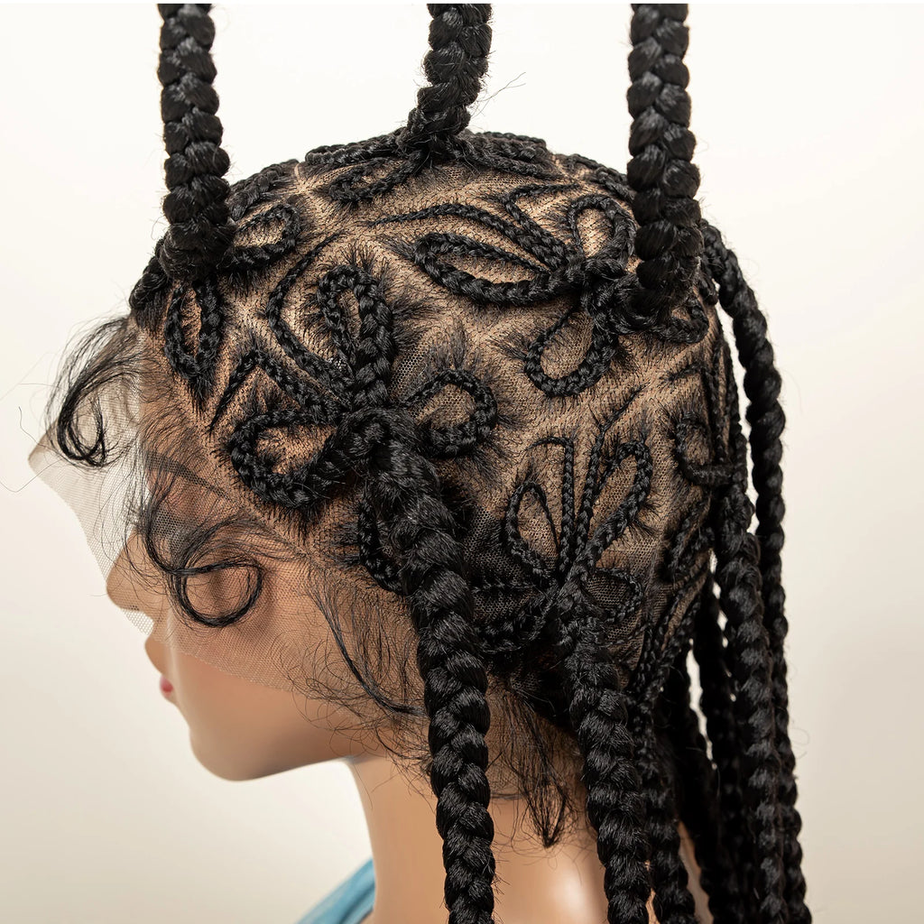 Synthetic Cornrow Braided Wigs Protective Lemonade Braids 36 inches Full Lace Braided Wig for Black Women