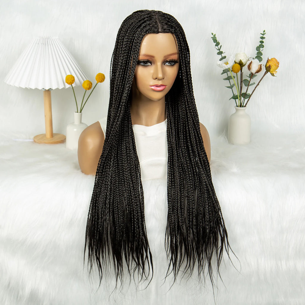 Full Machine Wigs Cornrow Braided Wigs Synthetic Braiding Wig Long Length 32inches Braided Wigs for Women