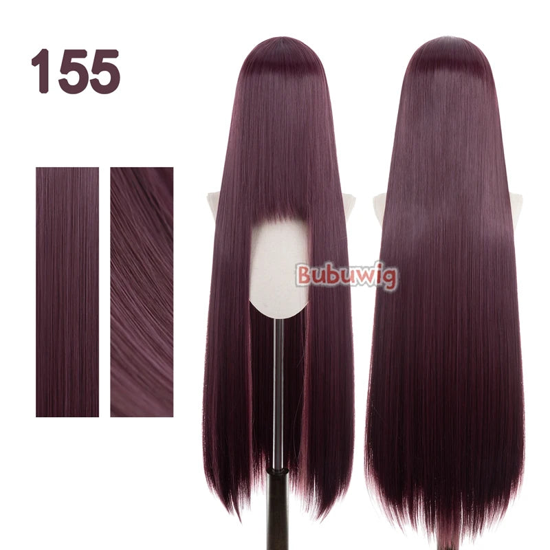 Bubuwig Synthetic Hair 100cm Long Straight Pure Color Cosplay Wigs Over 100 Colors Pink Orange Blonde Green Wig Heat Resistant