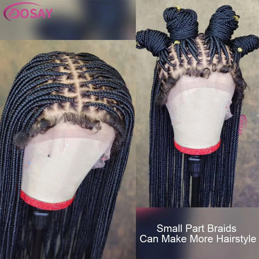 36Inch Synthetic Long Box Braided Wig Full Lace Straight Cornrow Braiding Wig Burgundy Knotless Cornrow Braid Wig With Baby Hair