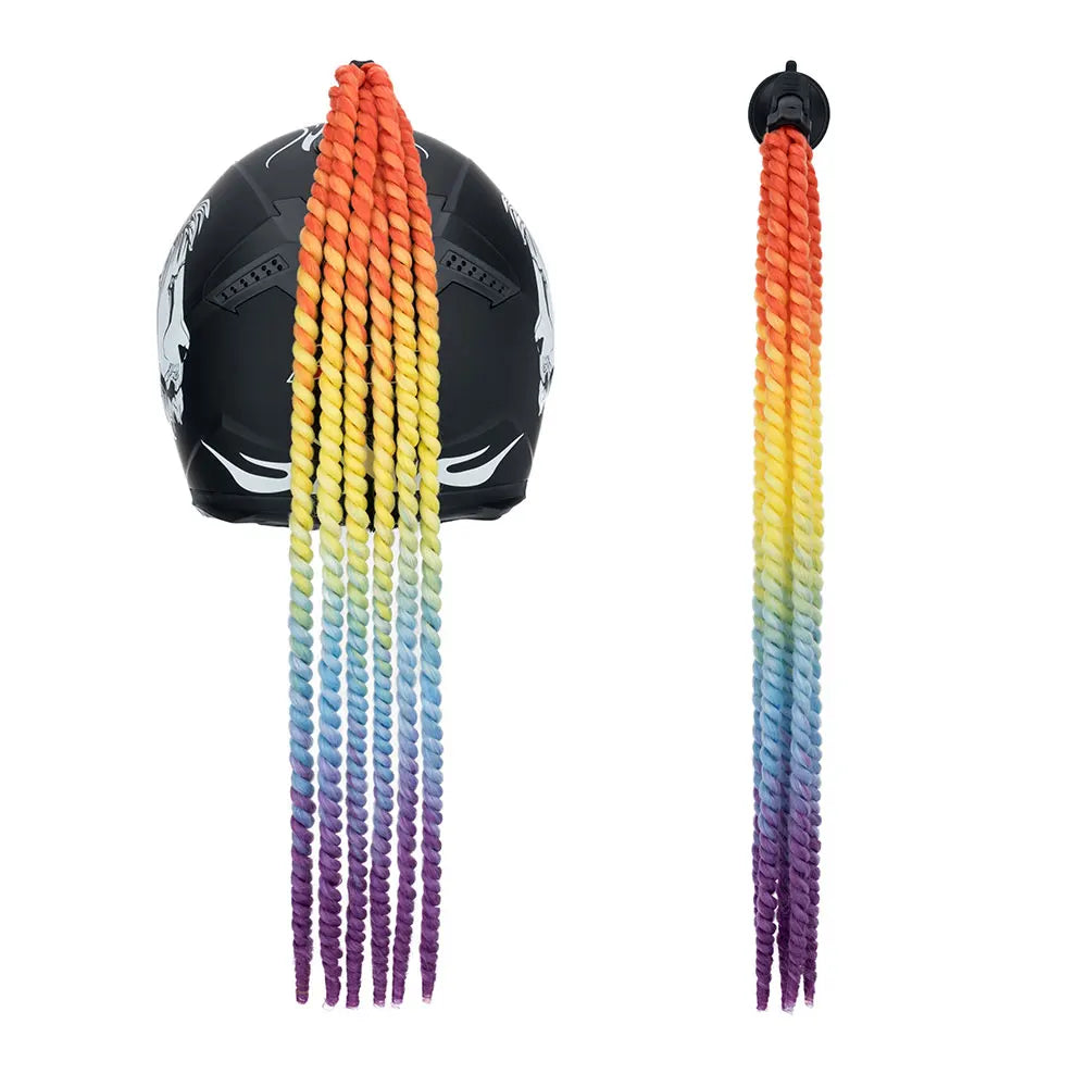 Snoilite 24" Synthetic Ponytail Hair Extensions - Suction Cup Design for Motorcycle Helmets Twist Pigtail - Helmet Not Included
