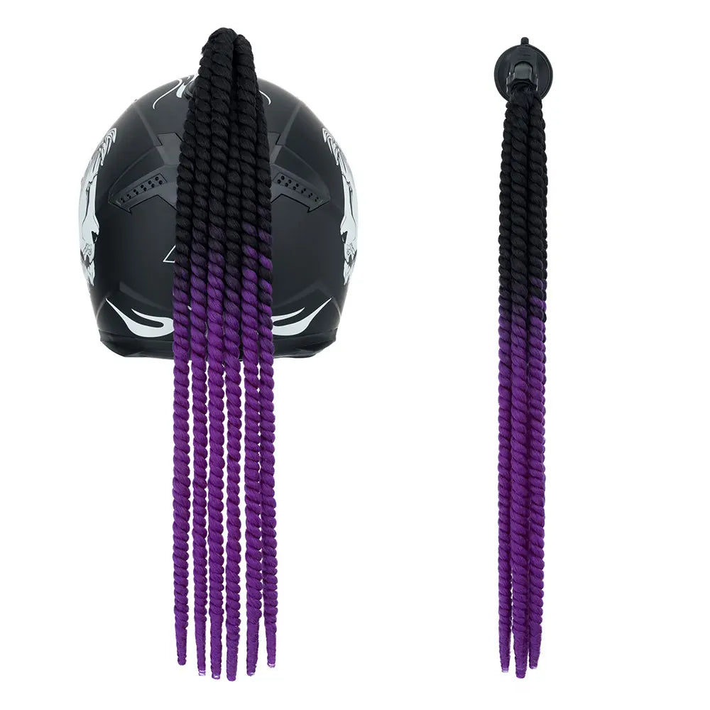 Snoilite 24" Synthetic Ponytail Hair Extensions - Suction Cup Design for Motorcycle Helmets Twist Pigtail - Helmet Not Included