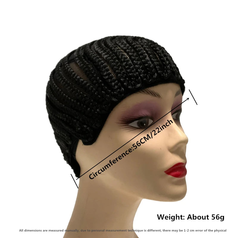 Braided Wig Cap For Crochet Hair Braids Breathable Cornrow Cap for Easier Sew in Weave Hair Glueless Black Cornrow Crochet Wig C