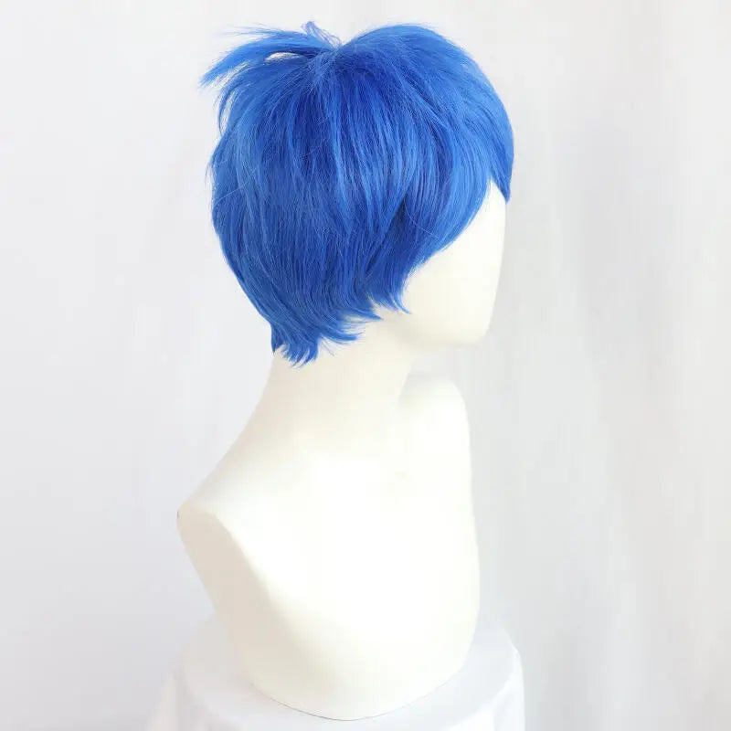 Anime Short Bob With Bangs Cosplay Wig Boy Girl Blue Green Heat Resistant Synthetic Fiber Wig For Halloween Role Play Daily Prop