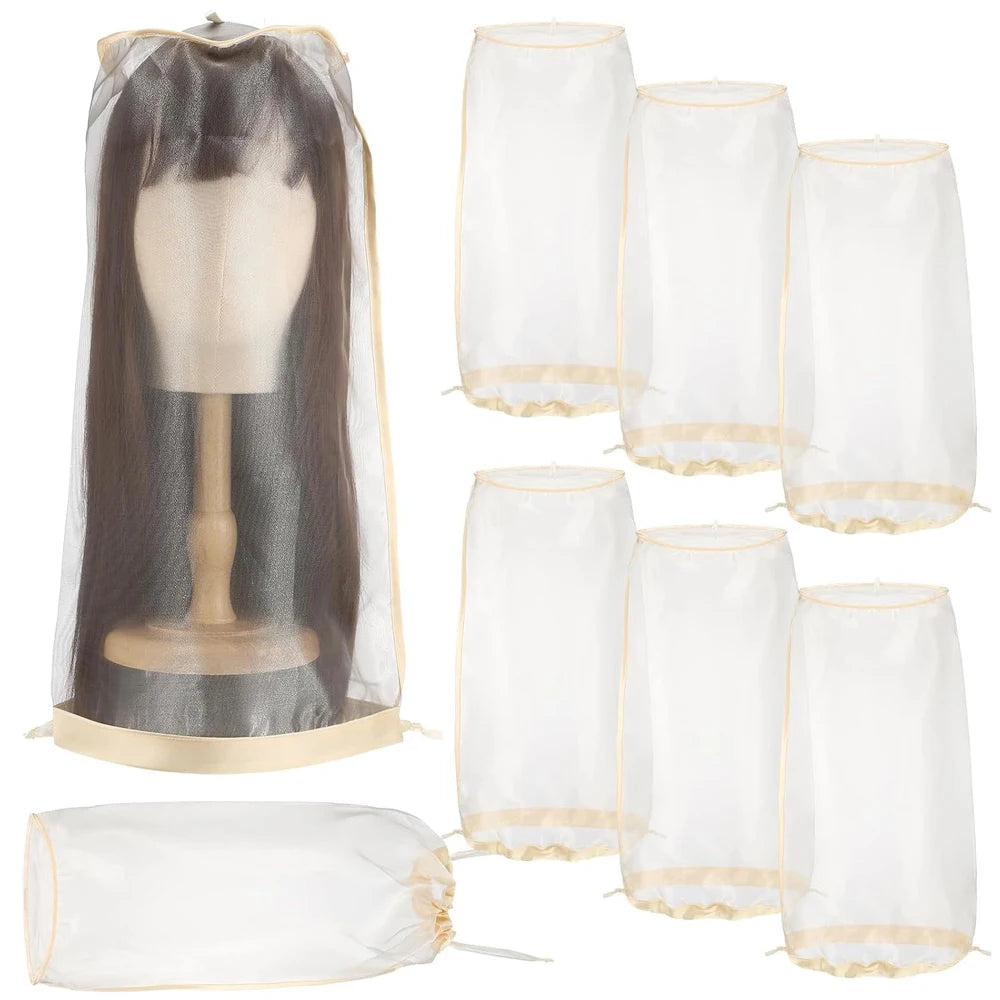 Wig Bags Adjustable Wig Storage for Multiple Wigs with Drawstring Hair Extension Holder Portable Wig Storage Bags for Packaging