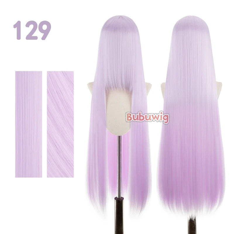 Bubuwig Synthetic Hair 100cm Long Straight Pure Color Cosplay Wigs Over 100 Colors Pink Orange Blonde Green Wig Heat Resistant
