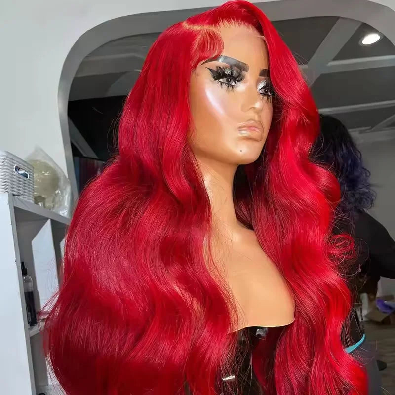 Hot Red 13x6 Hd Lace Frontal Human Hair Wigs Brazilian Colored Body Wave Lace Front Wig 4x4 5x5 Closure Wig For Women Red