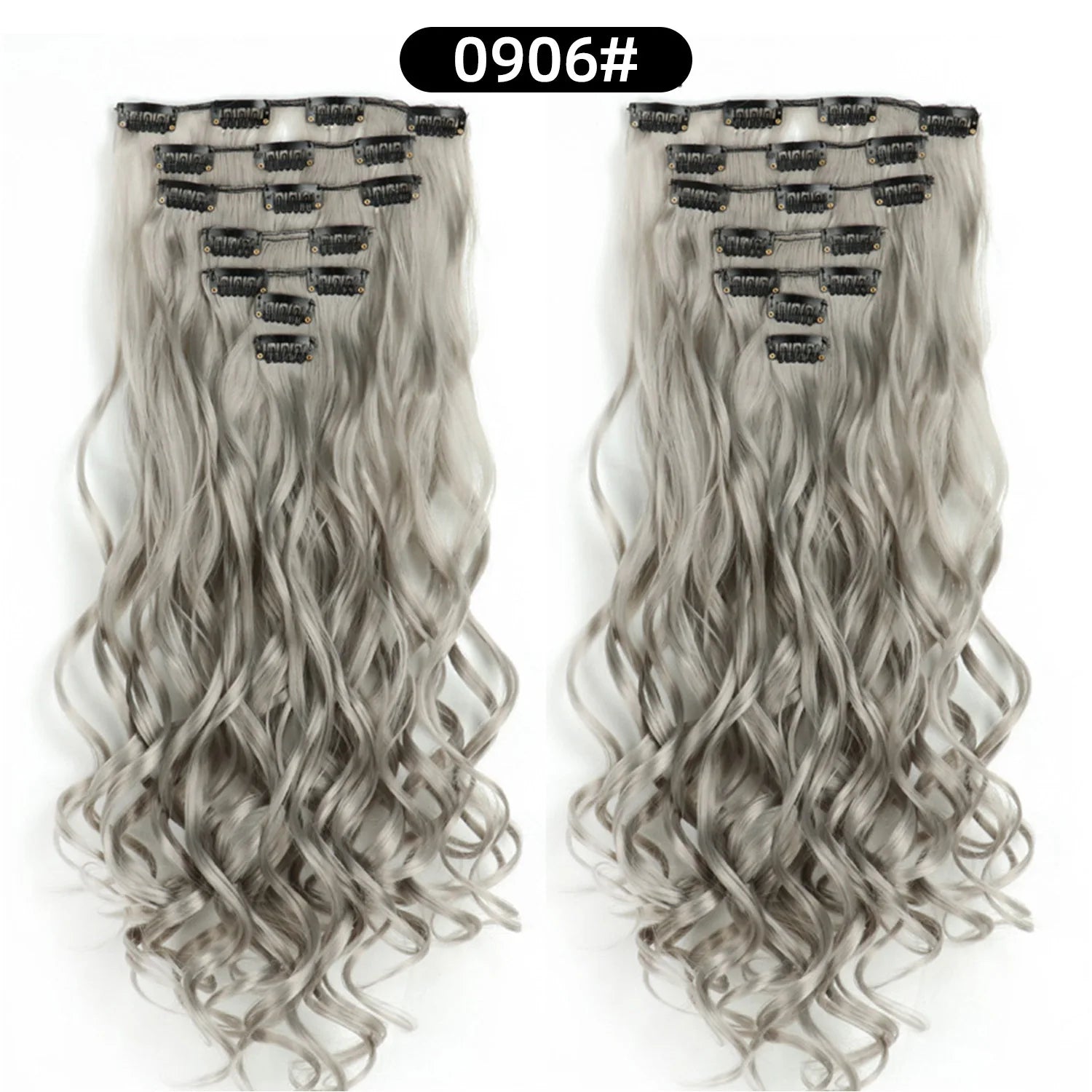 Clip In Hair Extensions 7 PCS Full Head 22 Inch Long Curly Wavy  For Women Girls Hair Synthetic Wig Hairpieces