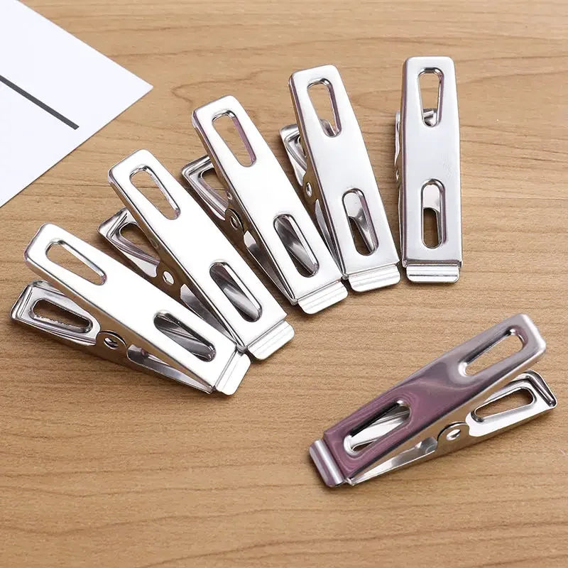 20pcs Stainless Steel Flat Mouth Clothespins, Binder Clips, Drying Hanger, Metal Clip Set, Metal Clothes Clips For Clothes Sock