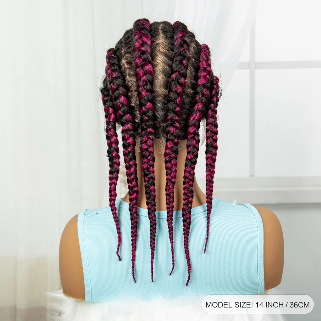 Short Cornrow Braided Wigs Synthetic Full Lace Braids Wig Lace Frontal Braiding Hair Wigs With Baby Hair for Black Women
