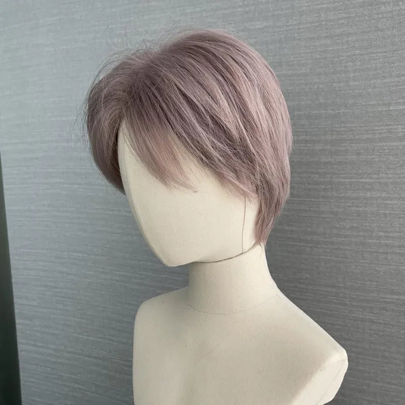 Pink Short Wig for Boy Men Cool Cosplay Blonde Black Wigs Synthetic Wig Heat Resistant Fiber Peruca Cacheada Sintetica