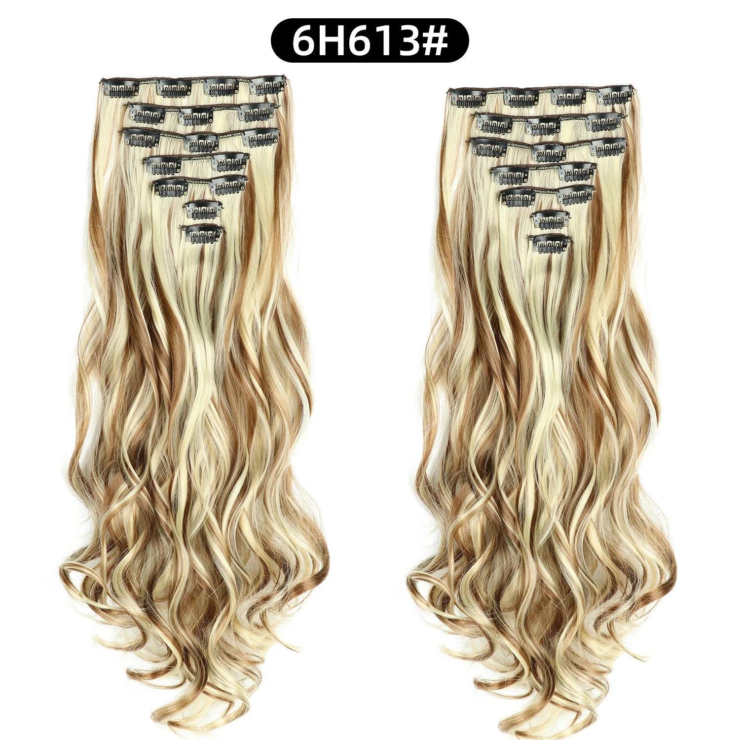 Clip In Hair Extensions 7 PCS Full Head 22 Inch Long Curly Wavy  For Women Girls Hair Synthetic Wig Hairpieces