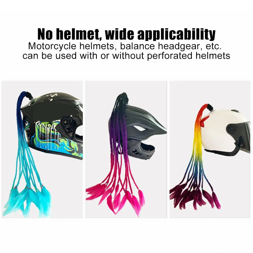 1PC Motorcycle Riding Helmet Decoration Braid Ponytail Motorbike Riding Helmet Pigtails Braids For Women Men Children