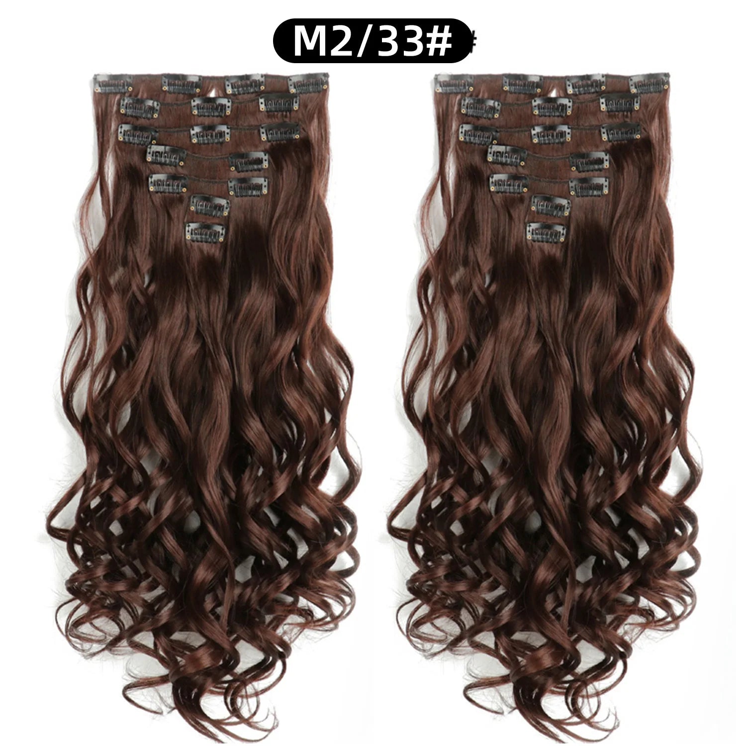 Clip In Hair Extensions 7 PCS Full Head 22 Inch Long Curly Wavy  For Women Girls Hair Synthetic Wig Hairpieces