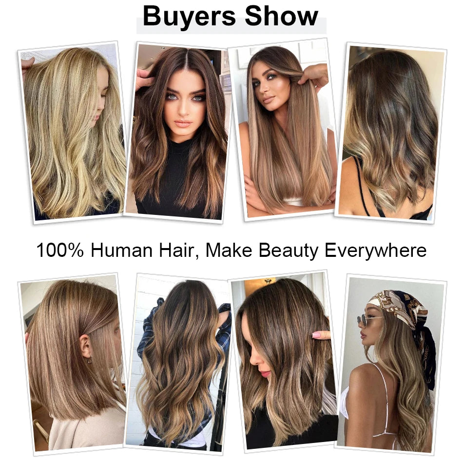 Straight Human Hair Wigs for Women Full PU Toupee 100% Real Human Hair Blonde Human Hair Replacement System Unit Natural Brown