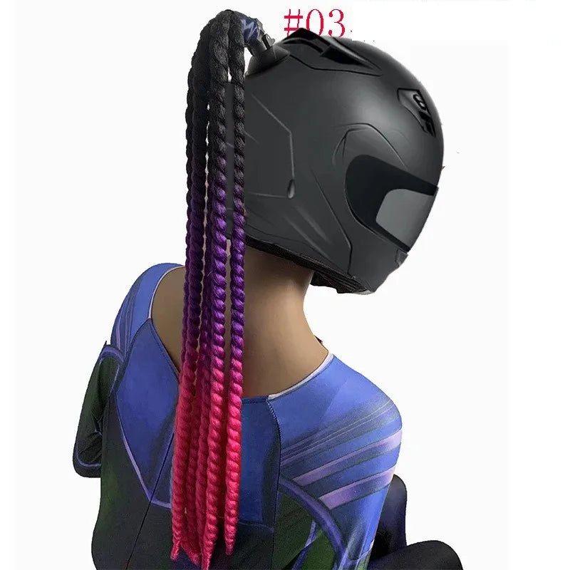 Detachable Sucker Boxing Dreadlocks Ponytail Wig Cycling Helmet Decoration Accessories Weaving Braids Motorcycle Helmet Ponytail