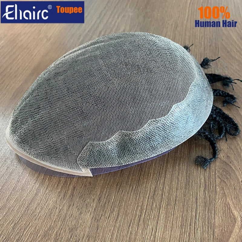 8 Cornrow Braids Men's Wig Q6 Base Male Hair Prosthes Toupee For Men 6" Men's capillary prothesis Cornrow Braids 100% Human Hair