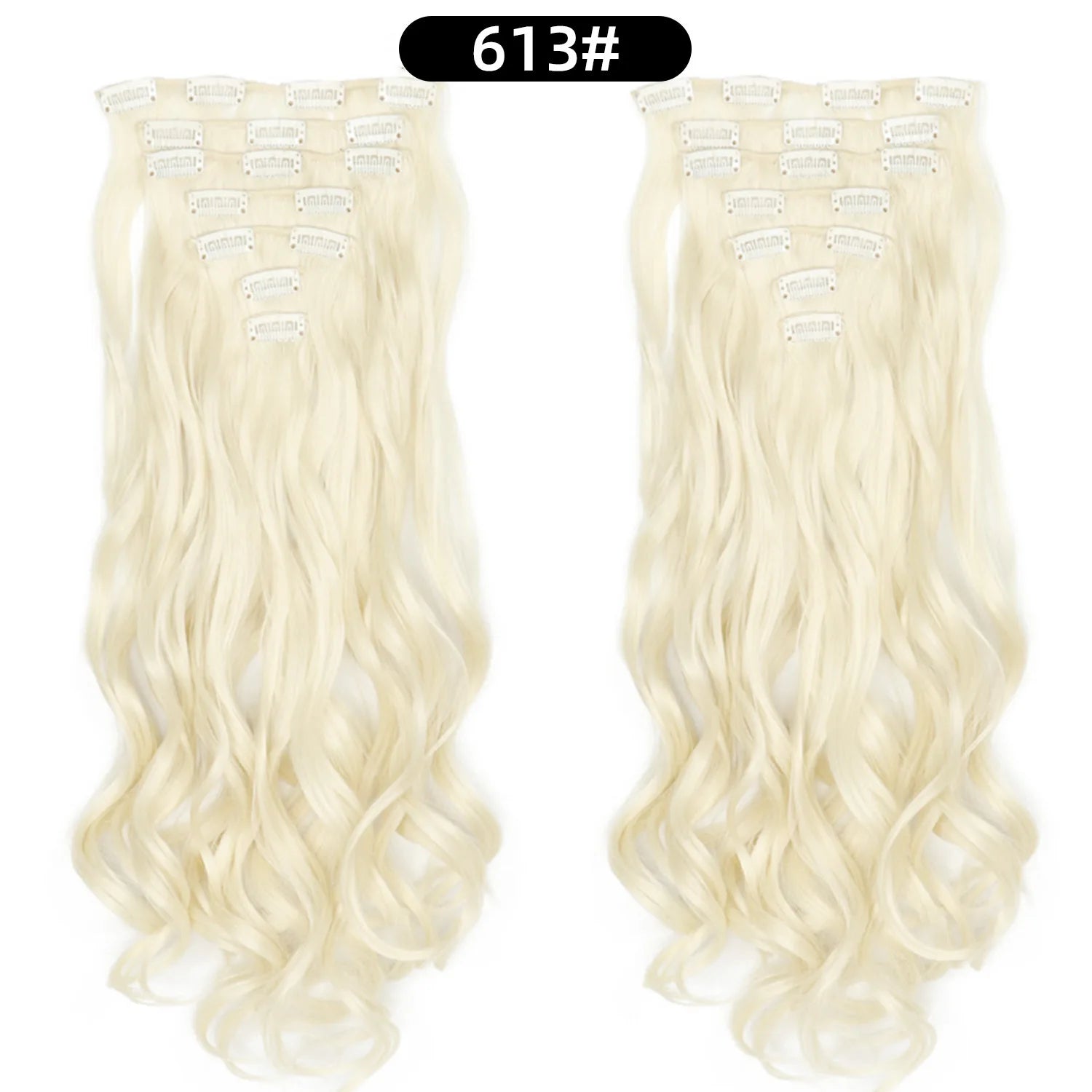 Clip In Hair Extensions 7 PCS Full Head 22 Inch Long Curly Wavy  For Women Girls Hair Synthetic Wig Hairpieces