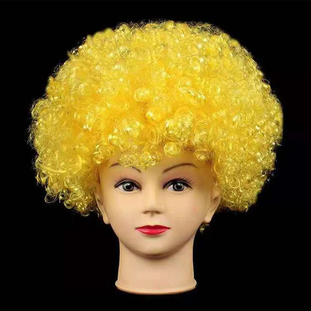 Unisex Adult Various Coloured Rainbow Circus Curly Black Afro Curly Wig Adult Fancy Dress Disco