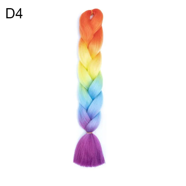 Synthetic Ombre Braiding Hair 24Inch 1Pack Pre Stretched Box Jumbo Colorful Crochet  Extensions for Women