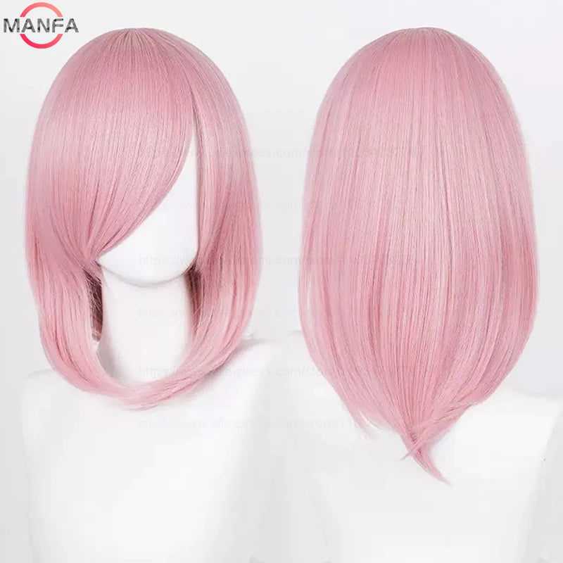 40cm Medium Basic Anime Cosplay Wig Bang Blond  Black White Red Pink Green Brown Gold Blue Heat Resistant Synthetic Hair Wigs