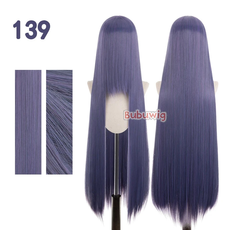 Bubuwig Synthetic Hair 100cm Long Straight Pure Color Cosplay Wigs Over 100 Colors Pink Orange Blonde Green Wig Heat Resistant