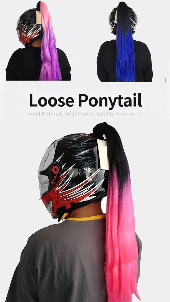 Helmet Braided Helmet Decorative Ponytail Cool Helmet Dirty Braid Motorcycle Motorcycle Electric Car Gradient Braid