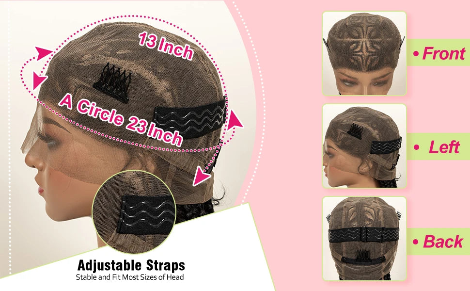 Synthetic Cornrow Braided Wigs Protective Lemonade Braids 36 inches Full Lace Braided Wig for Black Women