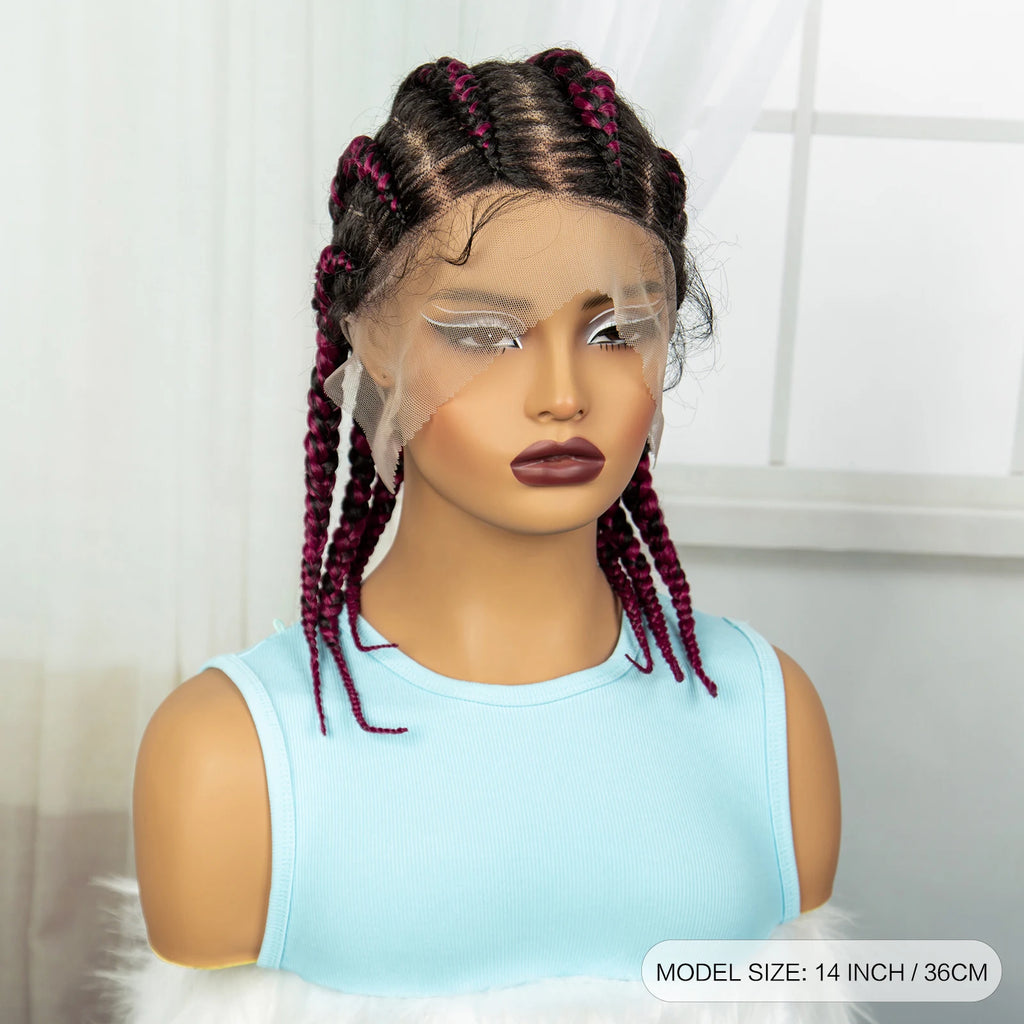 Short Cornrow Braided Wigs Synthetic Full Lace Braids Wig Lace Frontal Braiding Hair Wigs With Baby Hair for Black Women