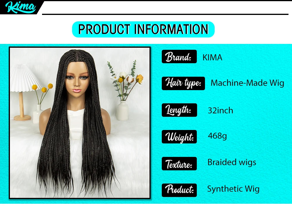 Full Machine Wigs Cornrow Braided Wigs Synthetic Braiding Wig Long Length 32inches Braided Wigs for Women