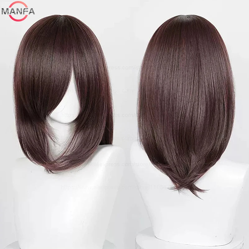 40cm Medium Basic Anime Cosplay Wig Bang Blond  Black White Red Pink Green Brown Gold Blue Heat Resistant Synthetic Hair Wigs