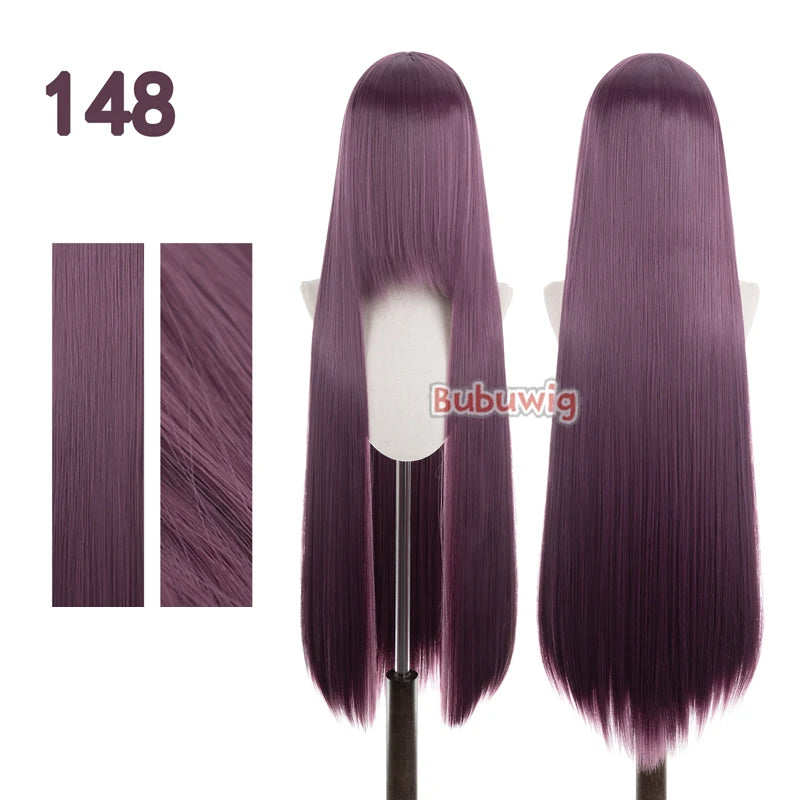 Bubuwig Synthetic Hair 100cm Long Straight Pure Color Cosplay Wigs Over 100 Colors Pink Orange Blonde Green Wig Heat Resistant