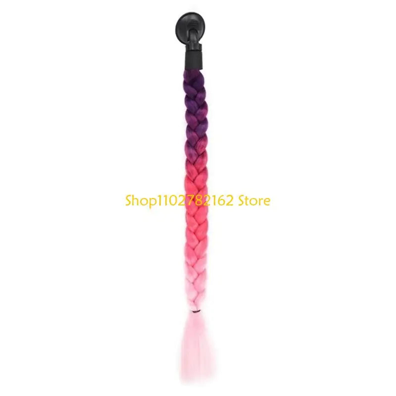 547B Helmet Pigtails Helmet Braids Ponytail Helmet Hair for Women Men Decoration-