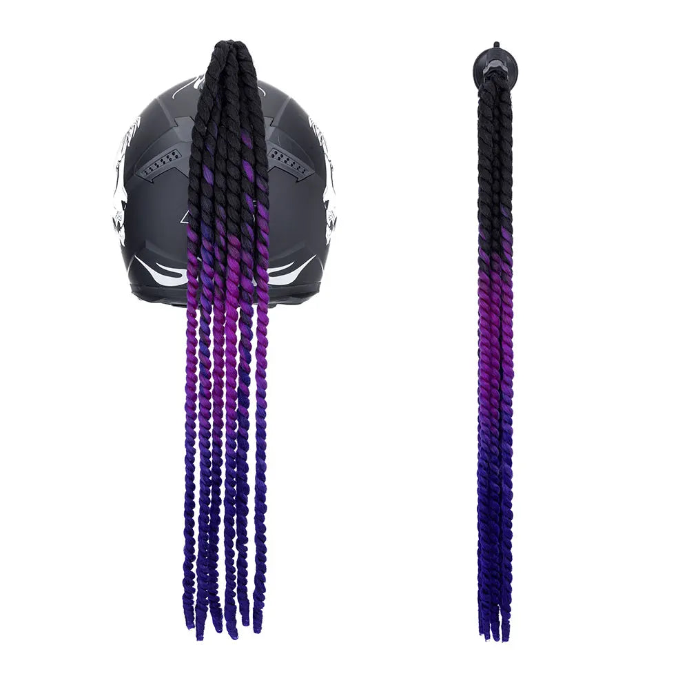 Snoilite 24" Synthetic Ponytail Hair Extensions - Suction Cup Design for Motorcycle Helmets Twist Pigtail - Helmet Not Included