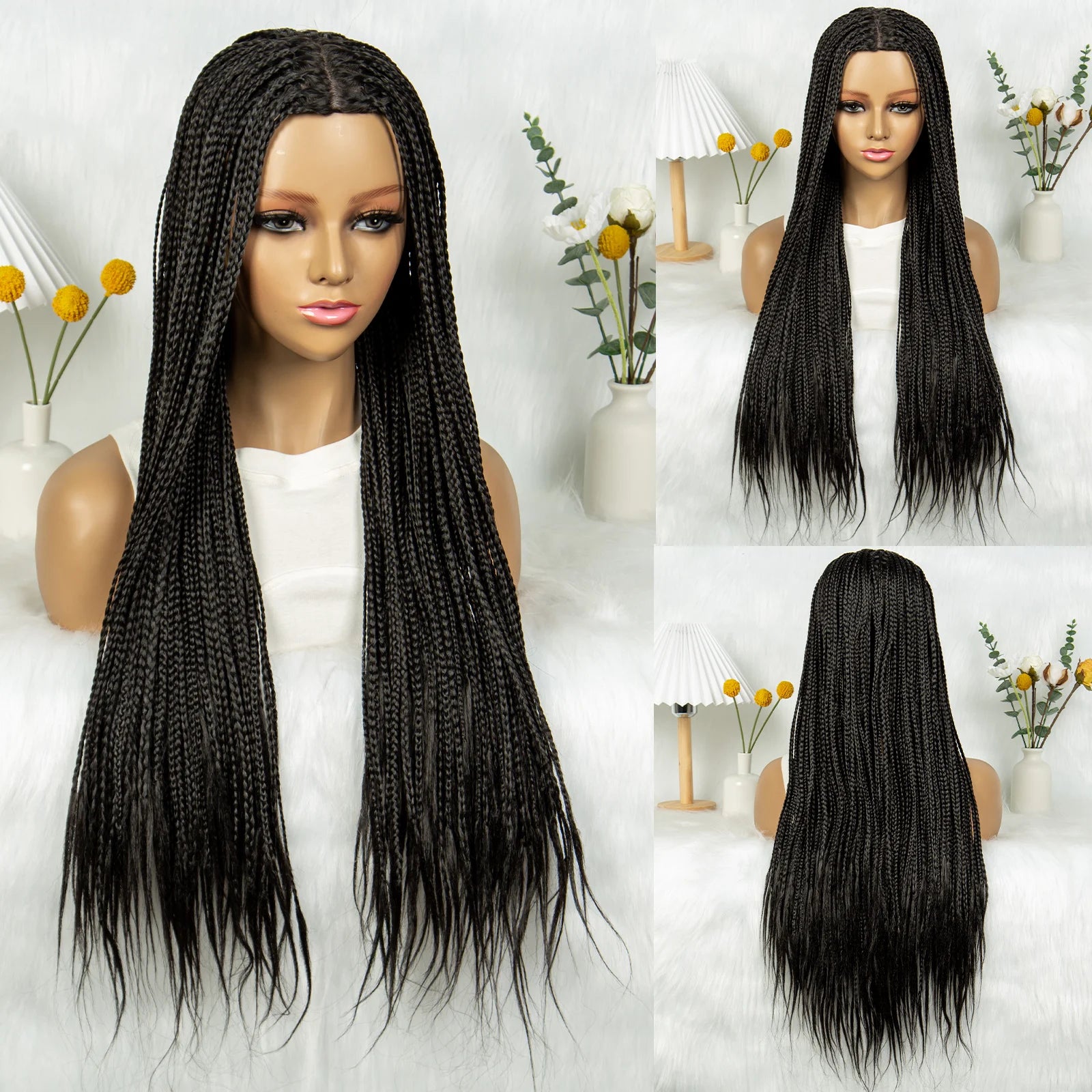 Full Machine Wigs Cornrow Braided Wigs Synthetic Braiding Wig Long Length 32inches Braided Wigs for Women