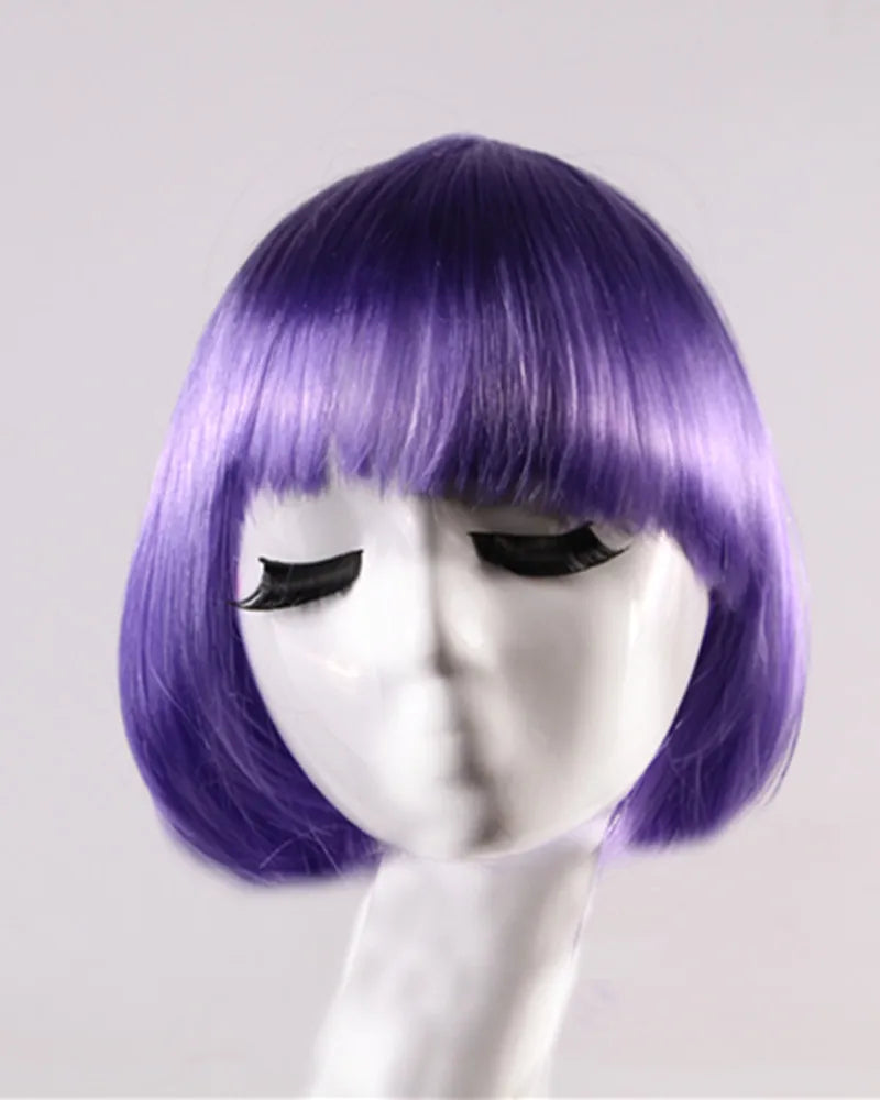 Synthetic Short BOB Full Wig Multiple Colors Cosplay Halloween Party Short Hair Solid Color Wigs